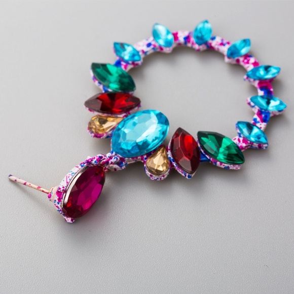 Round Rhinestone Earrings - Picture 2 of 5